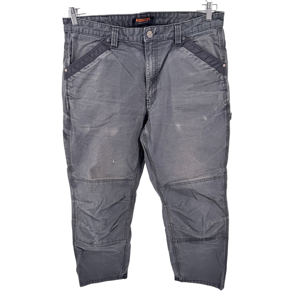 Ridgecut Double Knee Carpenter Pants Fits 38x31 Men's Gray Canvas Work‎  Utility